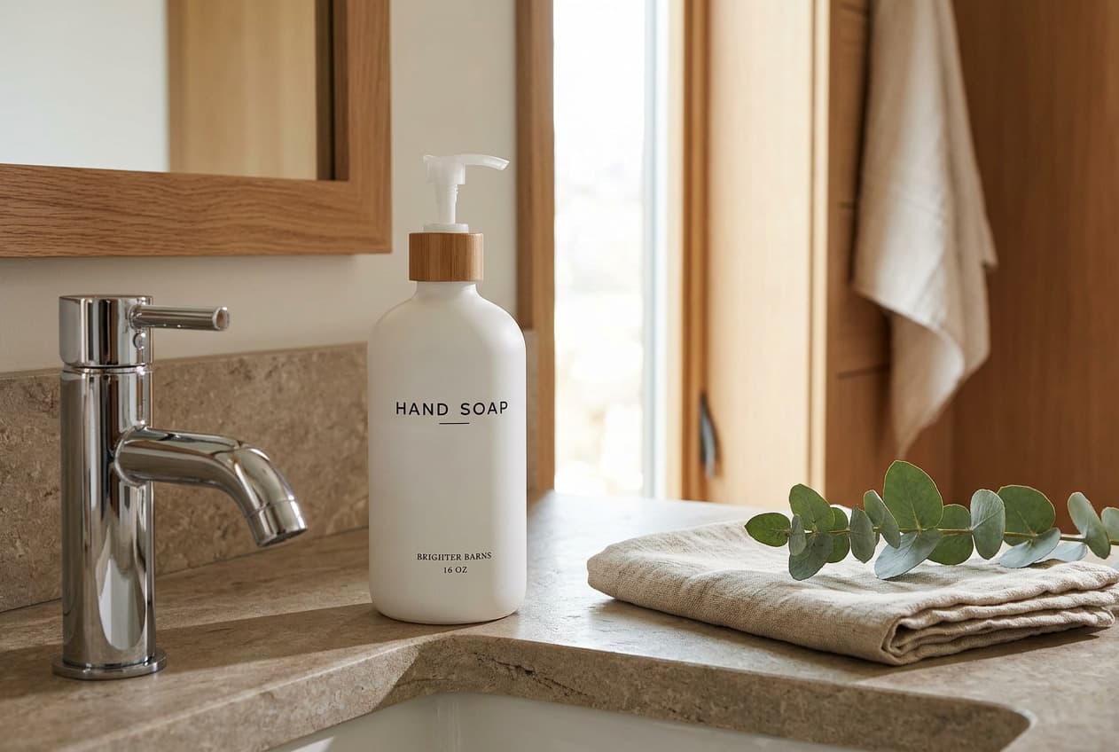 Brighter Barns Glass Soap Dispenser Set