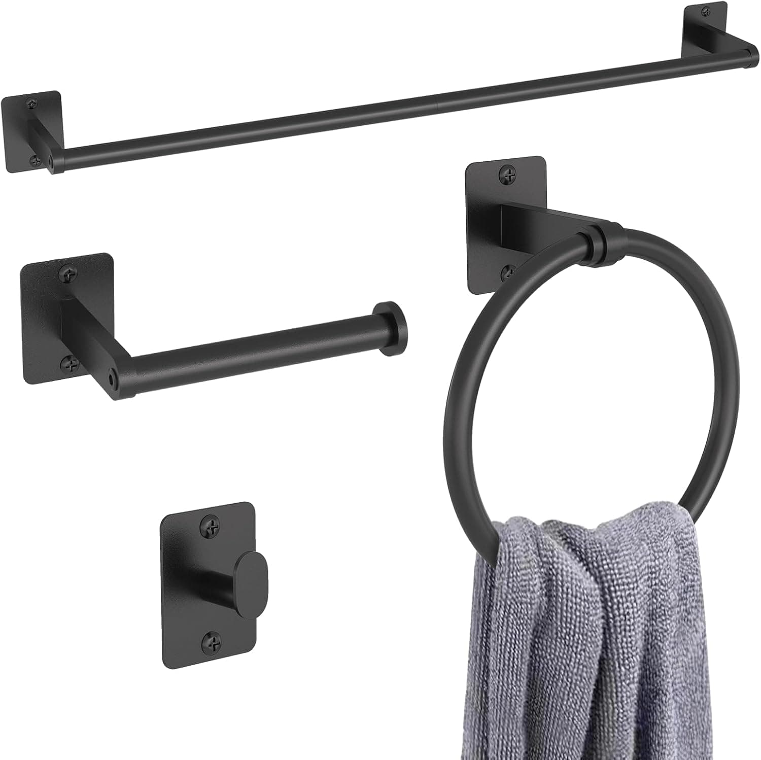 Matte Black Bathroom Hardware Set