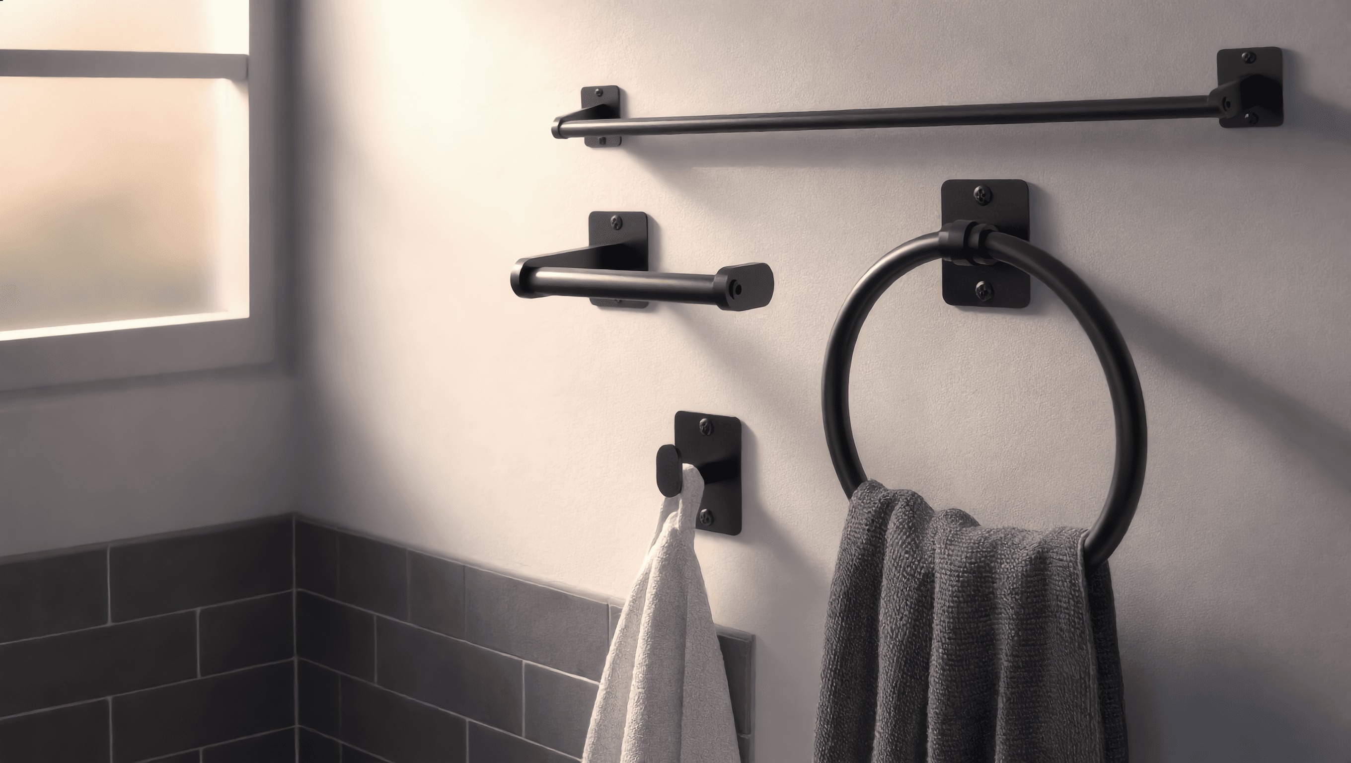 Matte Black Bathroom Hardware Set