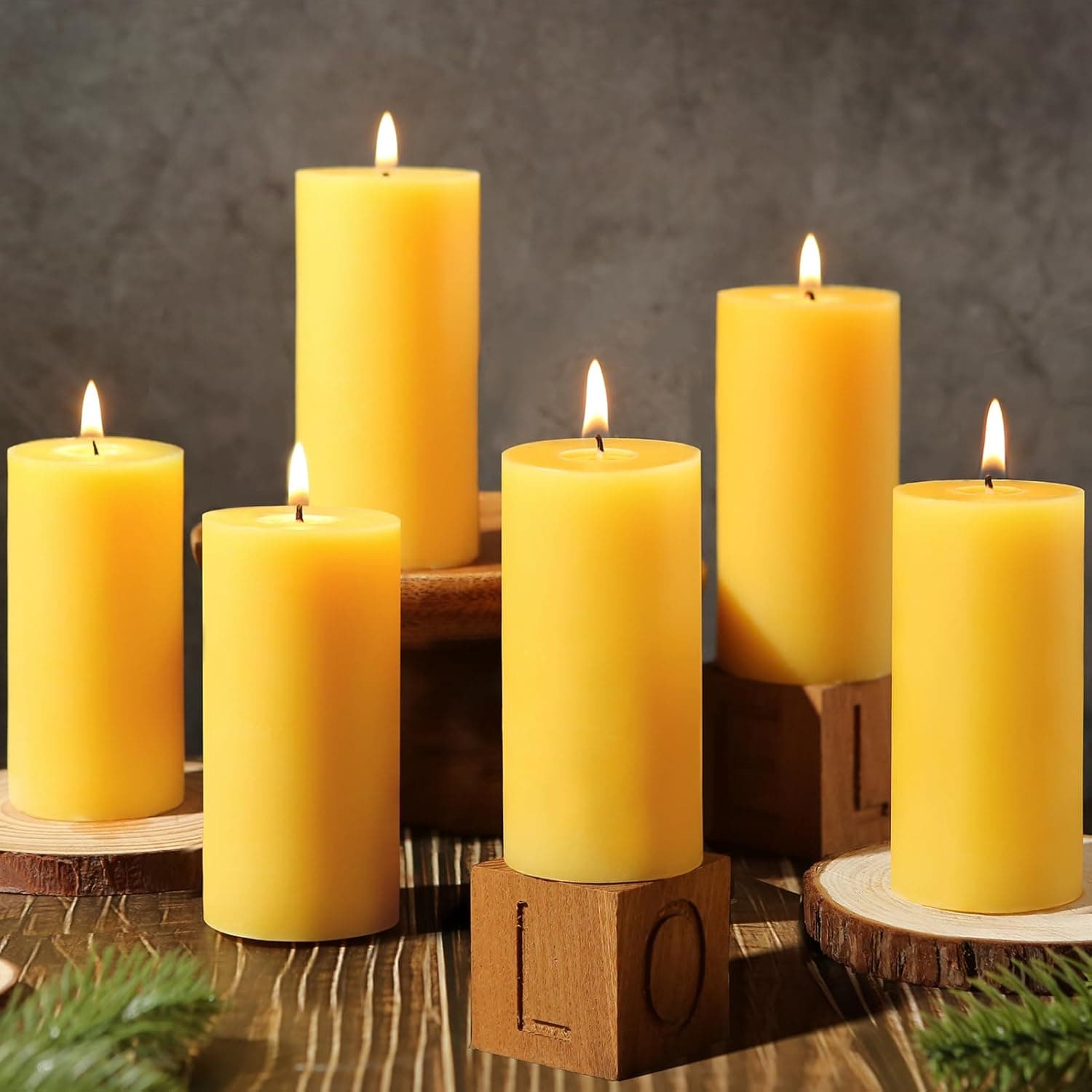 MAKALONE Beeswax Pillar Candles (6pk)