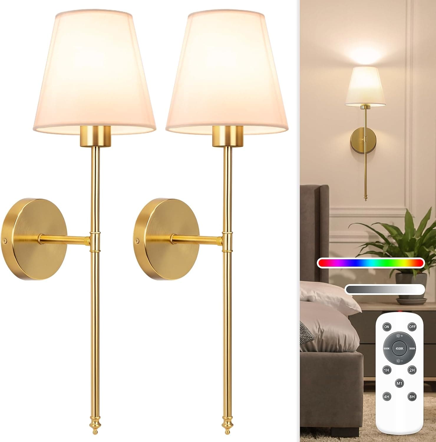 Brass Wall Sconce Set