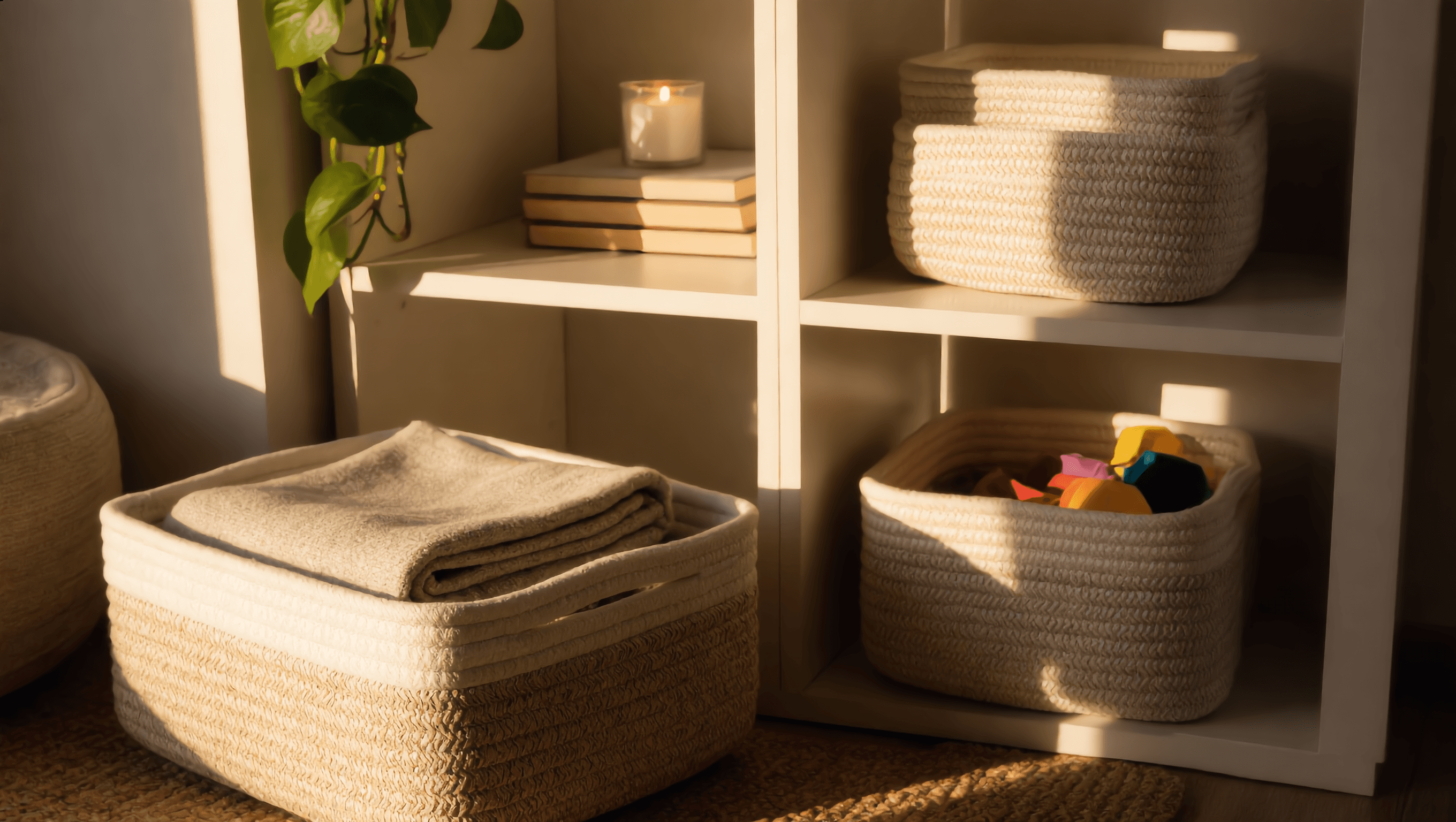 Cotton Rope Storage Baskets Set of 3