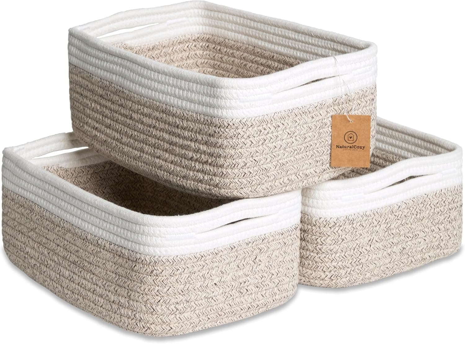 Cotton Rope Storage Baskets Set of 3