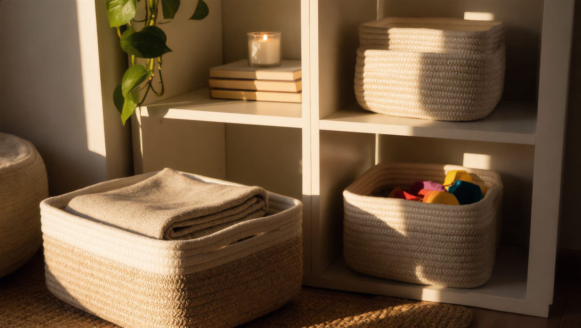Cotton Rope Storage Baskets Set of 3