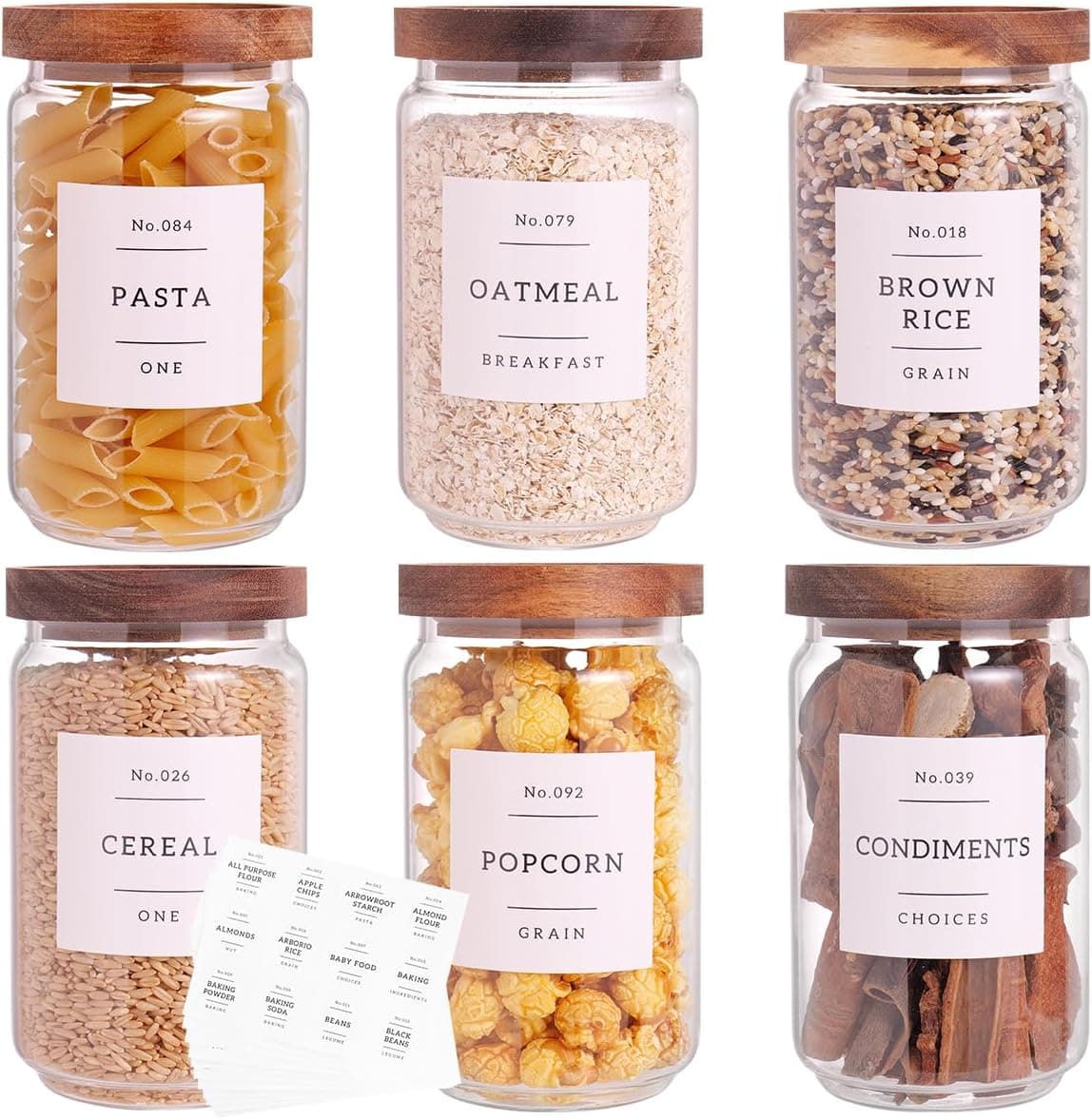 CZZGSM Glass Pantry Jars with Acacia Lids