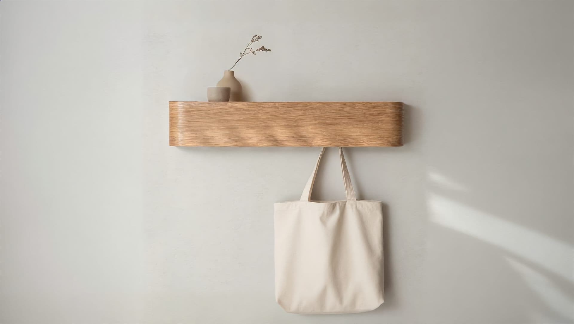 Kazai Oak Wall Shelf with Hooks